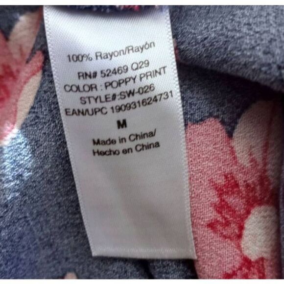 SCOOP NAVY & RED FLORAL SHIRT MIDI DRESS SZ.M EUC - Picture 7 of 8